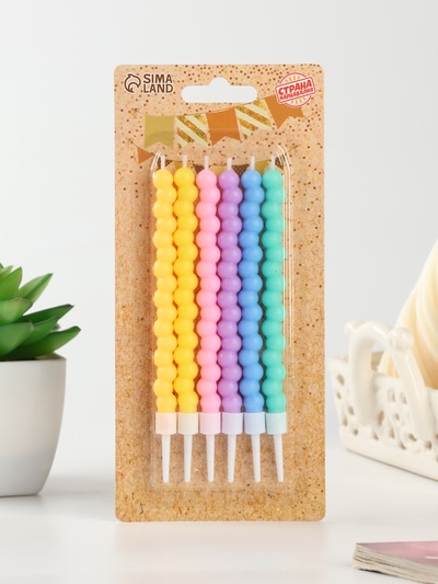 Свечи для торта «Жемчужины», 6 шт., разноцветные