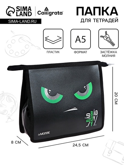 Папка для тетрадей А5, 243×200×80 мм, deVENTE Bad Boy, молния сверху, пластиковая, для мальчика