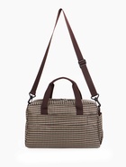 Сумка дорожная на молнии, 4 наружных кармана, держатель для чемодана, длинный ремень, бежевая, коричневая - Фото 7