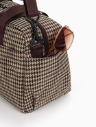 Сумка дорожная на молнии, 4 наружных кармана, держатель для чемодана, длинный ремень, бежевая, коричневая - Фото 4