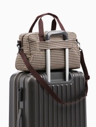 Сумка дорожная на молнии, 4 наружных кармана, держатель для чемодана, длинный ремень, бежевая, коричневая - Фото 3