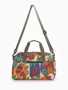 Сумка дорожная на молнии, наружные карманы, длинный ремень, разноцветная - Фото 4