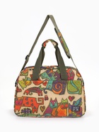 Сумка дорожная на молнии, наружный карман, длинный ремень, бежевая, оранжевая - Фото 2