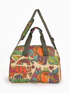 Сумка дорожная на молнии, наружный карман, длинный ремень, бежевая, оранжевая - Фото 4