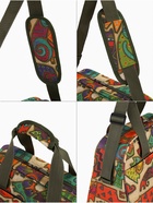 Сумка дорожная на молнии, наружный карман, длинный ремень, бежевая, оранжевая - Фото 5