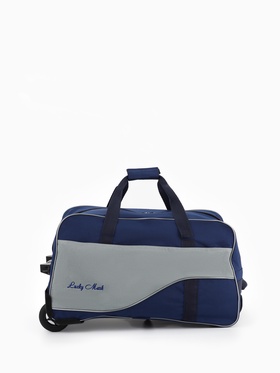 Сумка дорожная на 2 колёсах, отдел на молнии, наружный карман, синий/серый