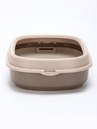 Лоток для кошек «Фур-Мур», 48×35.5 см, с сеткой и бортом, покрытие софт-тач, цвет капучино - Фото 3