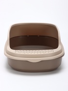 Лоток для кошек «Фур-Мур», 48×35.5 см, с высоким бортом, с совком, покрытие софт-тач, цвет капучино - Фото 4