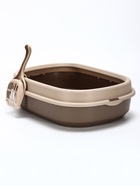 Лоток для кошек «Фур-Мур», 48×35.5 см, с бортом и совком, покрытие софт-тач, цвет капучино - Фото 2