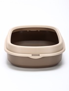 Лоток для кошек «Фур-Мур», 48×35.5 см, с бортом и совком, покрытие софт-тач, цвет капучино - Фото 4