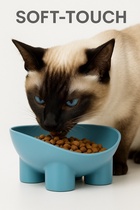 Миска для животных «БЕГЕМОТ», 300 мл, покрытие софт-тач, пластик, серо- голубой - Фото 3