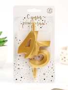 Свеча в торт «Юбилейная», цифра 45, золотая - Фото 2