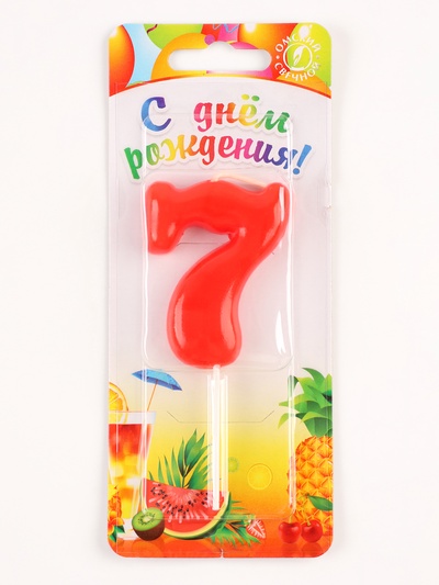 Свеча в торт «Красная», цифра 7