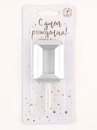 Свеча в торт на шпажке «Серебряные грани», цифра 0, серебряная 10873661