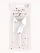 Свеча в торт на шпажке «Серебряные грани», цифра 7, серебряная 10873668