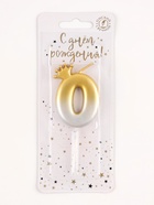 Свеча в торт «С короной», цифра 0, золото - серебро - Фото 3