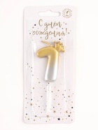 Свеча в торт «С короной», цифра 1, золото - серебро - Фото 3