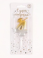 Свеча в торт «С короной», цифра 4, золото - серебро - Фото 3