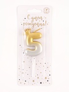 Свеча в торт «С короной», цифра 5, золото - серебро - Фото 3