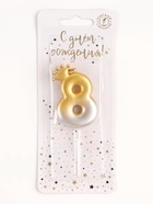 Свеча в торт «С короной», цифра 8, золото - серебро - Фото 3