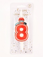 Свеча в торт «Хоккейная», цифра 8, красная 10873692