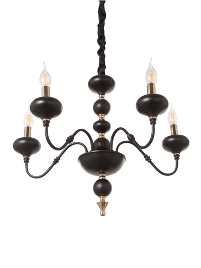 Люстра BayerLux «Лиза», 5×40, Е14, чёрный, 50×50×53(+50) см