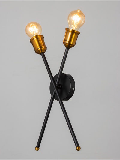 Бра «Факел» 2×40 Вт Е27 черный/бронза 7.5×18×41.5 см