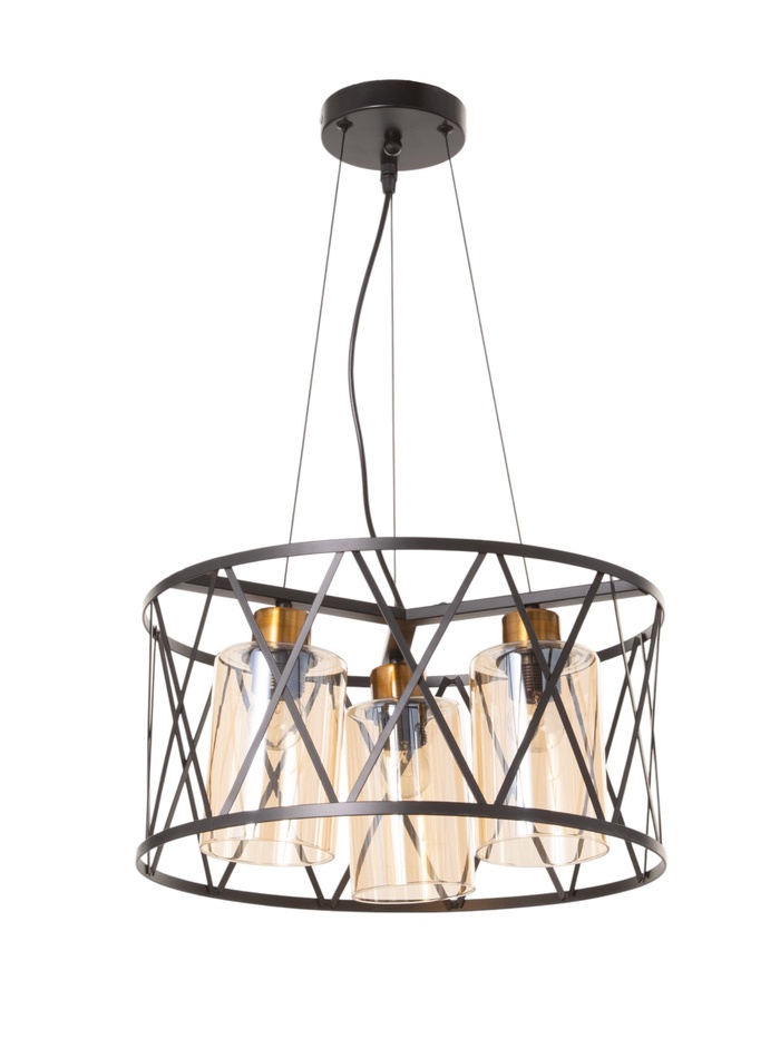 Светильник BayerLux «Ромб», 3×40 Вт, Е27, черный, 40×40×20(+100) см - Фото 1