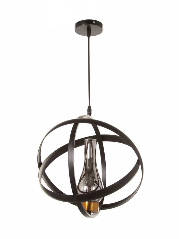 Светильник «Орбиталь» 1×40 Вт, Е27, 33×33×33(+100)см, чёрный/бронза/хром
