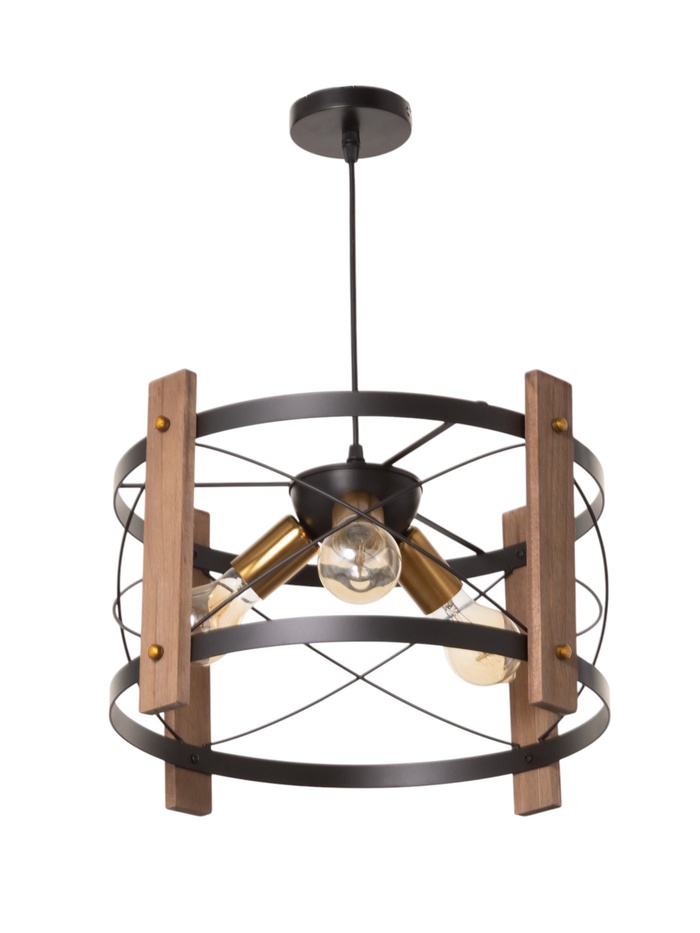 Светильник BayerLux «Корт», 3×40 Вт, Е27, чёрный/венге, 39.5×39.5×22.5(+100) см - Фото 1