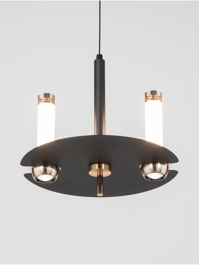 Светильник «Найт» 2×7 Вт LED 4000К черный/золото 24×24×38(+150)см