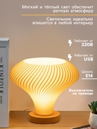 Светильник настольный RISALUX «Бокал», интерьерный, выключатель, USB, Е14, 10 Вт, провод 1.7 м, 22×22×19 см - Фото 2