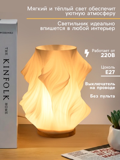 Светильник настольный RISALUX «Жар», интерьерный, Е27, 1×10 Вт, провод 165 cм, 20×20×26 см