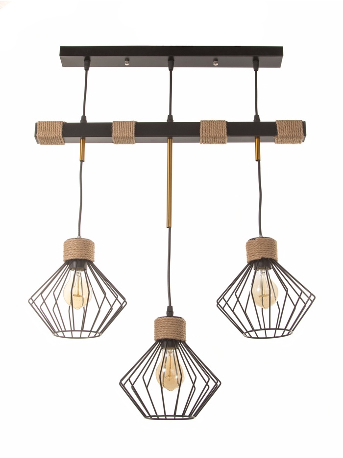 Светильник «Чертеж» 3×40 Вт Е27 черный 20×20×20 см - Фото 1