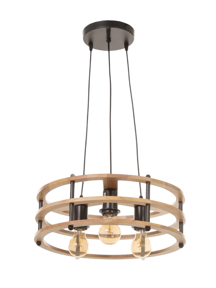 Светильник BayerLux ЭКО «Лот» 3×40 Вт Е27 черный/коричневый 42×42×12(+100)см - Фото 1