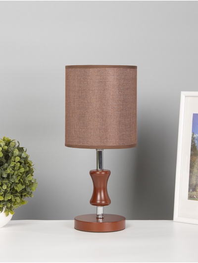 Лампа настольная RISALUX ЭКО «Кло» 1×40 Вт Е27 кофе/хром 16×16×38 см
