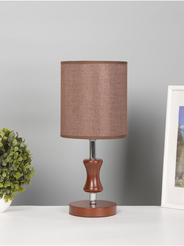 Лампа настольная RISALUX ЭКО «Кло» 1×40 Вт Е27 кофе/хром 16×16×38 см - Фото 1