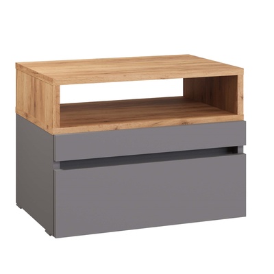 Тумба прикроватная «Нова», 500×350×370 мм, цвет серый шифер/дуб крафт золото