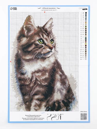 Вышивка крестиком «Домашний кот», набор для творчества, 21×30 см