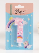 Свеча в торт «Волшебные единороги», цифра 1, розовый, 9 см 10877859