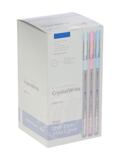 Ручка шариковая BrunoVisconti. CrystalWrite.Zefir, 0.38 мм стержень синий, МИКС