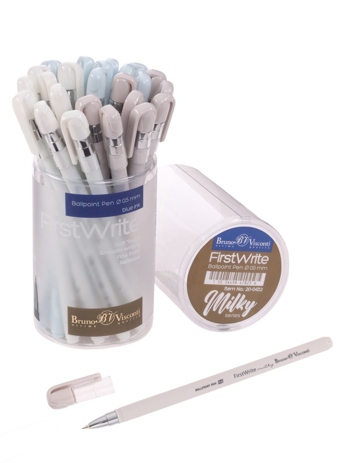 Ручка шариковая BrunoVisconti FirstWrite.Milky 0.5 мм стержень синий, МИКС - Фото 1