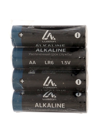 УЦЕНКА Батарейка алкалиновая (щелочная) Luazon, AA, LR6, спайка, 4 штуки