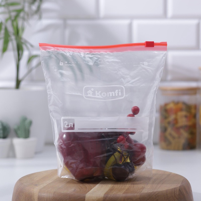 УЦЕНКА Пакеты с safe, защелкой 2 л, подходит для жидкостей, в наборе 10 шт. - Фото 1