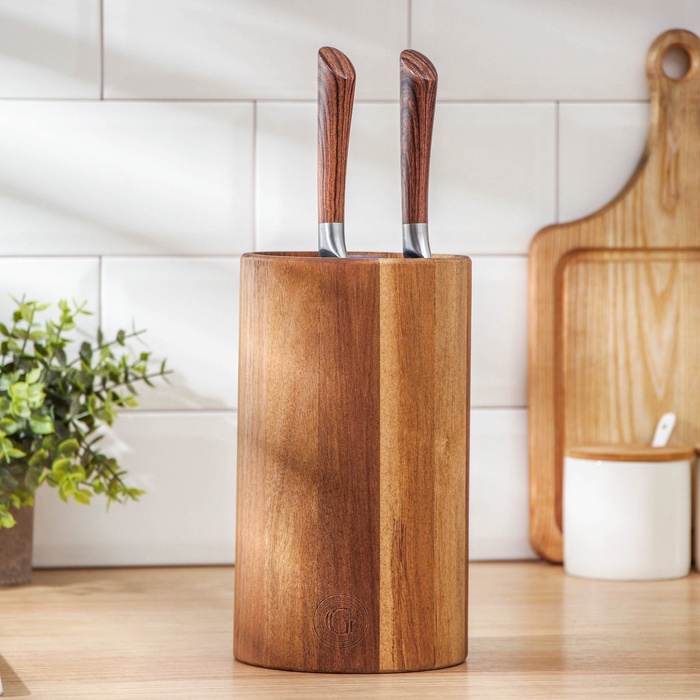 УЦЕНКА Подставка для ножей универсальная 22.5×12.7 см, тропическая акация - Фото 1