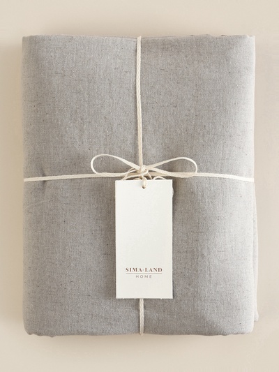 Простыня на резинке евро SL Home Linen collection, 200×200+30 см, полулён, серая