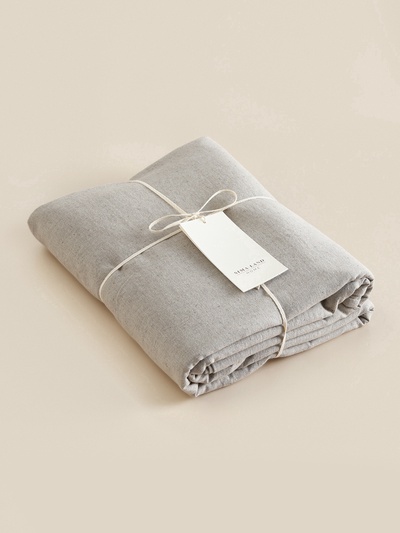 Простыня на резинке евро SL Home Linen collection, 200×200+30 см, полулён, серая