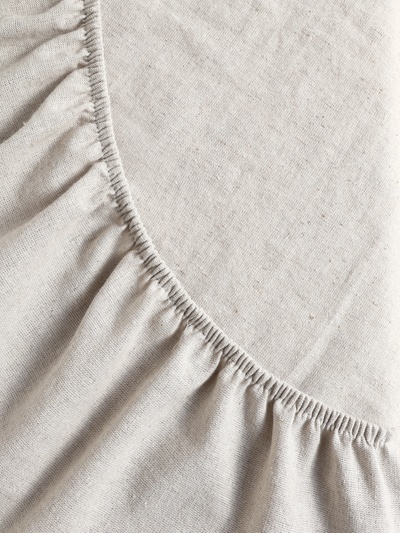 Простыня на резинке евро SL Home Linen collection, 200×200+30 см, полулён, серая