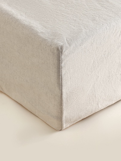Простыня на резинке евро SL Home Linen collection, 200×200+30 см, полулён, серая