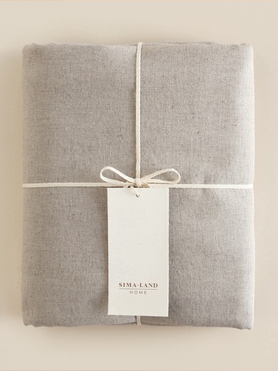 Простыня на резинке 2-спальная SL Home Linen collection, 160×200+30 см, полулён, бежевая